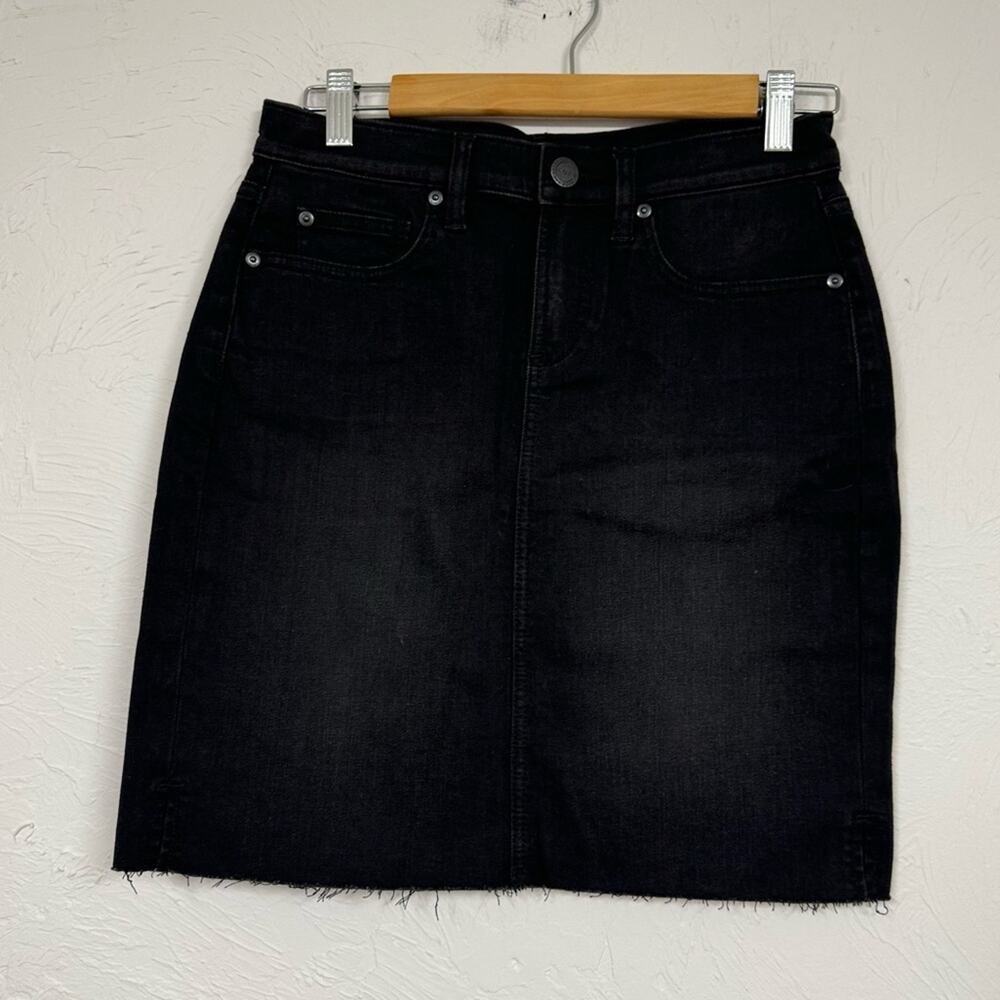 LOFT Black Denim Mini Skirt